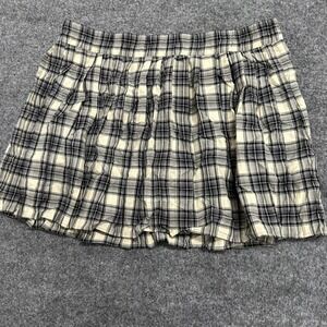 About Girl Skirt Womens XXL Black White Plaid Elastic Waist Preppy Mini Skirt